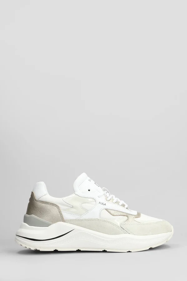 Fuga Sneakers In White Suede And Leather