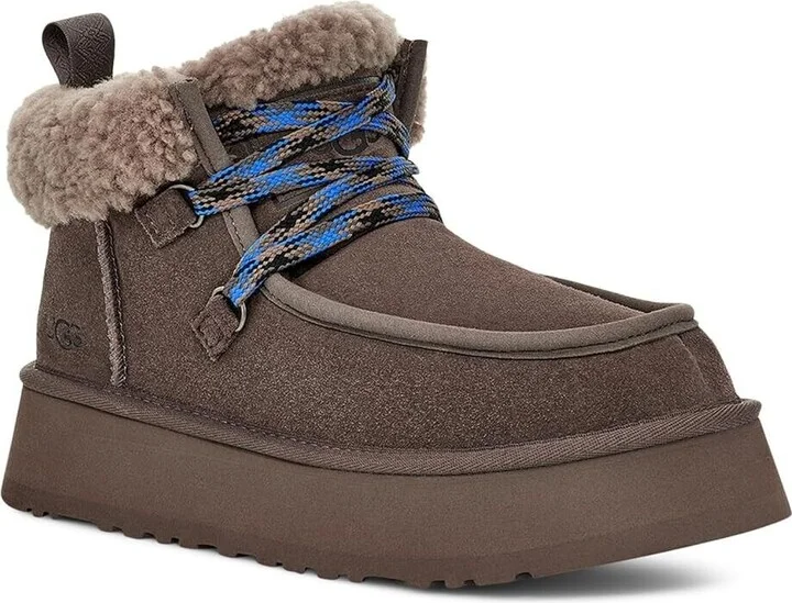 Funkarra Cabin Cuff Women's 9 Gray Suede Moc Toe Platform Snow Boot KHD1453