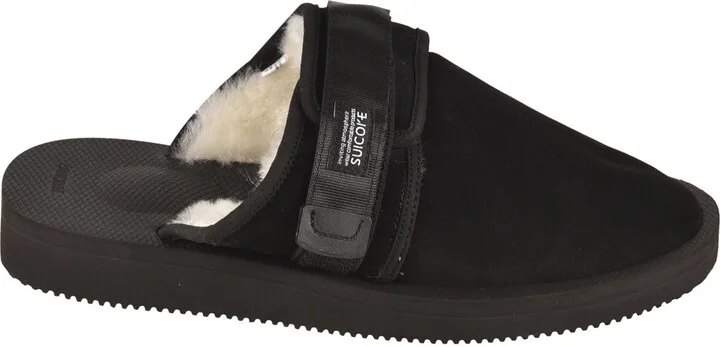 Fur Applique Side Strap Sandals