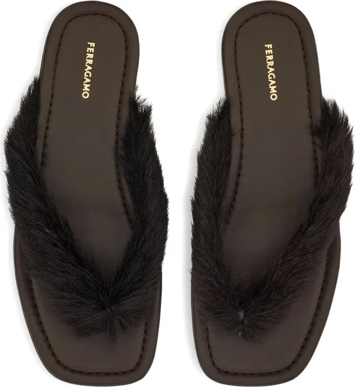 Fur-Detail Thong Sandals - Image 4