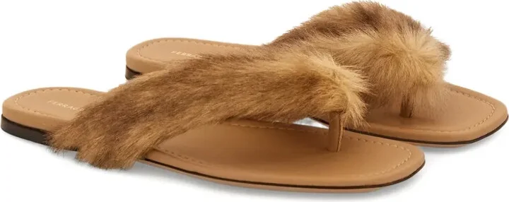 Fur-Detail Thong Sandals - Image 2