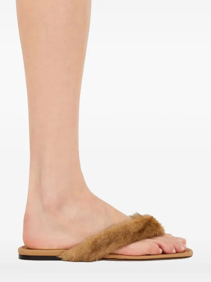 Fur-Detail Thong Sandals - Image 5