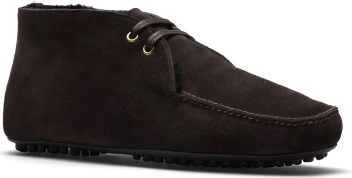 Fur-Lined Suede Driving Boots - Image 2