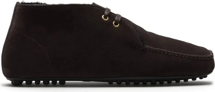 Fur-Lined Suede Driving Boots