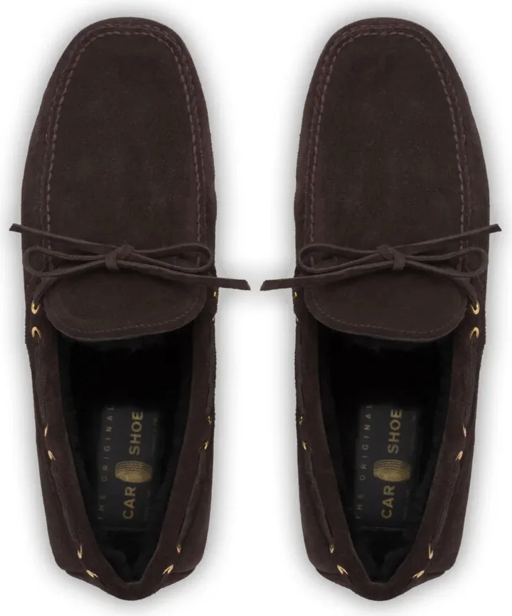 Fur-Lined Suede Driving Shoes - Image 4