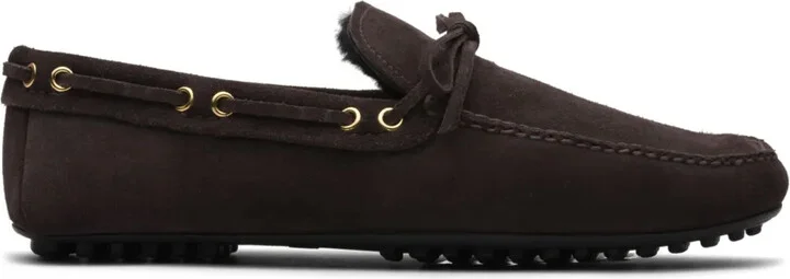 Fur-Lined Suede Driving Shoes