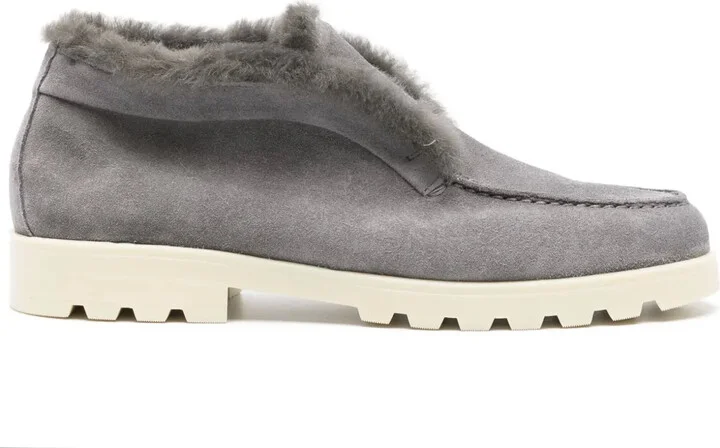Fur-Trim Suede Desert Boots