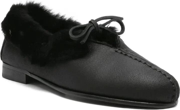 Fur-Trimmed Leather Loafers - Image 2