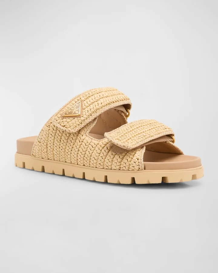 Fussbett Raffia Dual Buckle Slide Sandals - Image 2