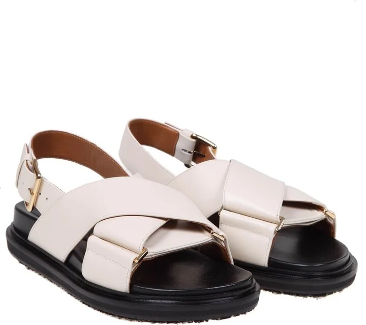 Fussbett Sandal In White Leather - Image 2