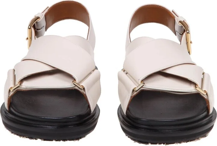 Fussbett Sandal In White Leather - Image 3