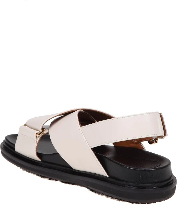 Fussbett Sandal In White Leather - Image 4