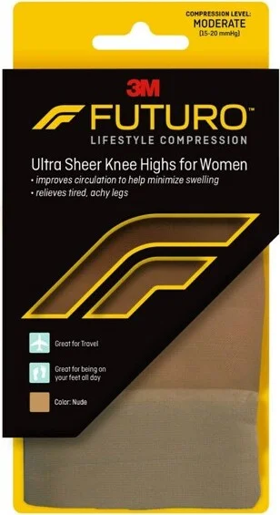 FUTURO Ultra Sheer Knee Highs for Women - Nude -
