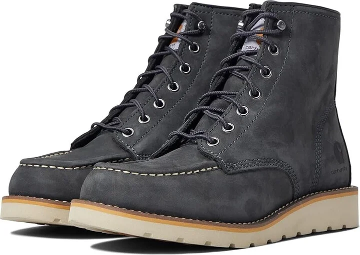 FW6027-W Boots Women's 10 Dark Gray Nubuck Leather 6" Moc Toe ZPO2994