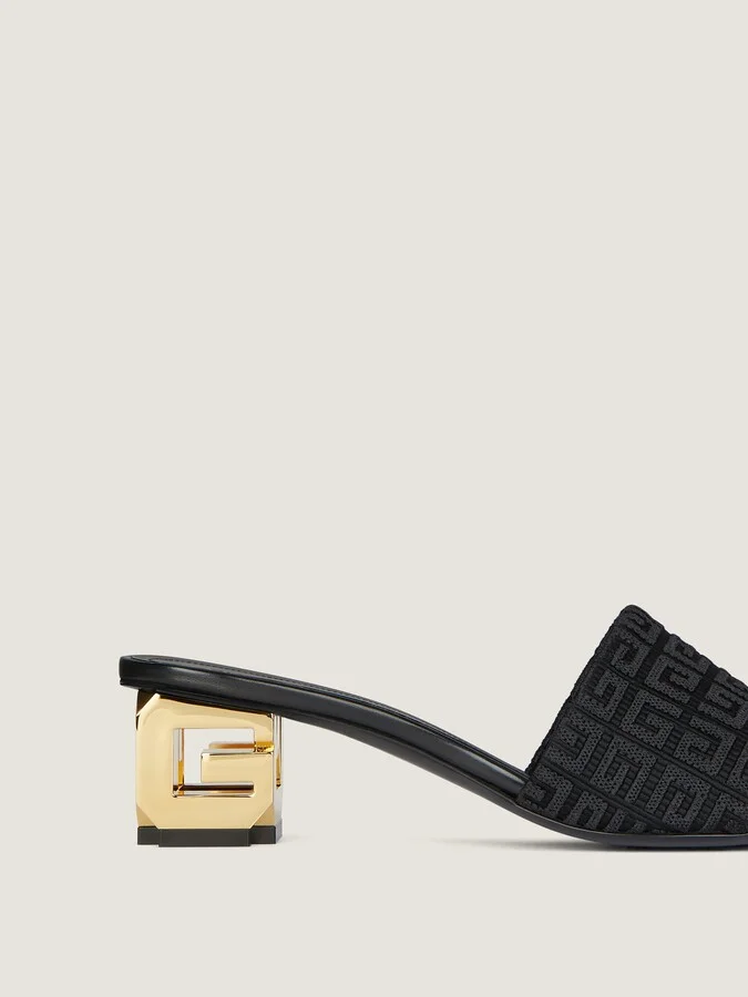 G Cube heeled mules in 4G canvas - Image 4