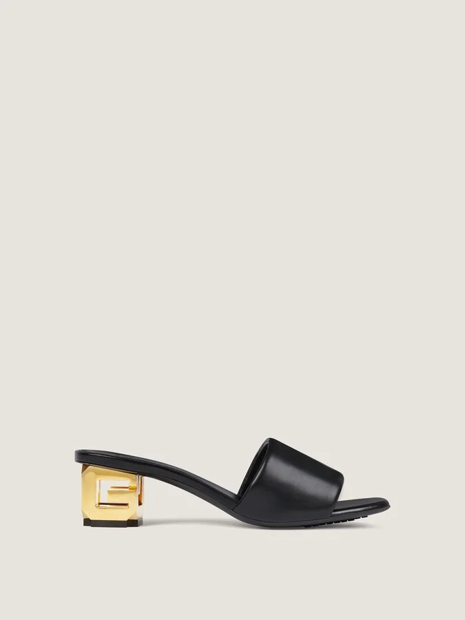G Cube heeled mules in leather
