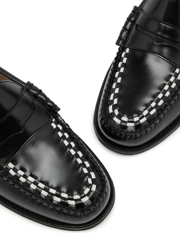 G.H Bass & CO Weejuns Larson Weave Glossed Leather Loafers - Image 3