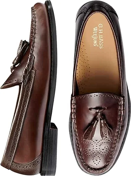 G.H.BASS Men's Larkin Tassel Brogue Weejuns® Moc Toe Loafers Brown