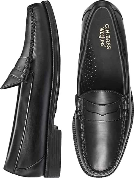 G.H.BASS Men's Larson Easy Weejuns® Moc Toe Loafers Black