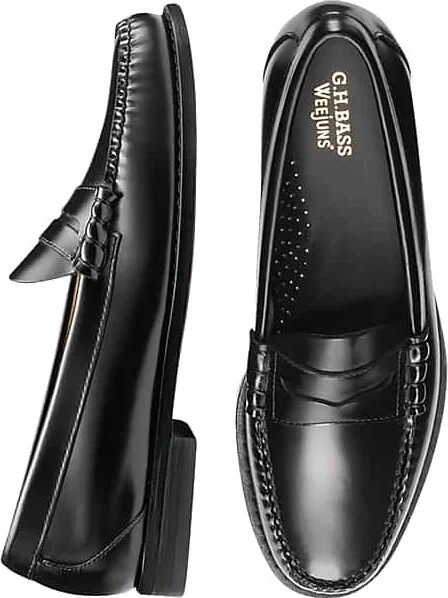 G.H.BASS Men's Larson Weejuns® Moc-Toe Slip-On Loafers Black