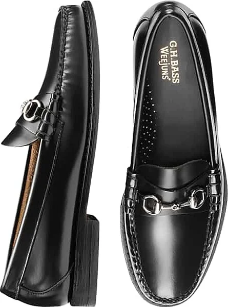 G.H.BASS Men's Lincoln Bit Weejuns® Moc-Toe Slip-On Loafers Black