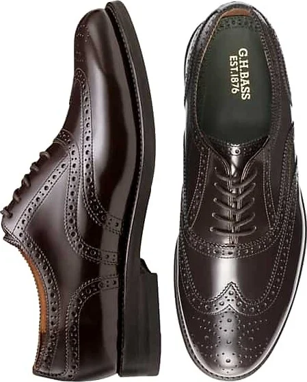 G.H.BASS Men's Monogram Wingtip Oxfords Brown