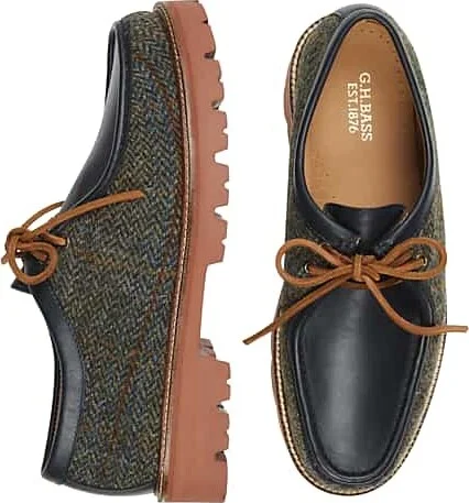 G.H.BASS Men's Wallace Harris Tweed Moc Toe Shoes Navy Multi