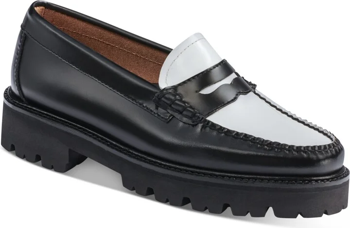 G.h.bass Womens Whitney Super Lug Weejuns Loafer - Black / white
