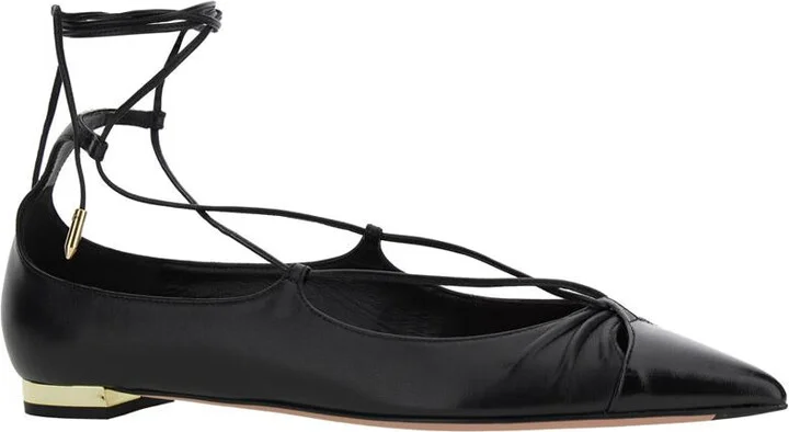 'Gabi' Ballet Shoes With Criss-Crossed Ankle Strap In Leather Woman - Image 2