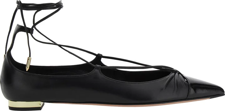 'gabi' Ballet Shoes With Criss-crossed Ankle Strap In Leather Woman