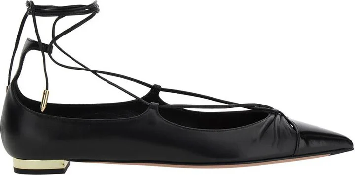 'Gabi' Ballet Shoes With Criss-Crossed Ankle Strap In Leather Woman