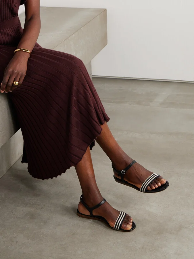 Gabriela Hearst - Alexi Crocheted And Leather Sandals - Black - Image 2
