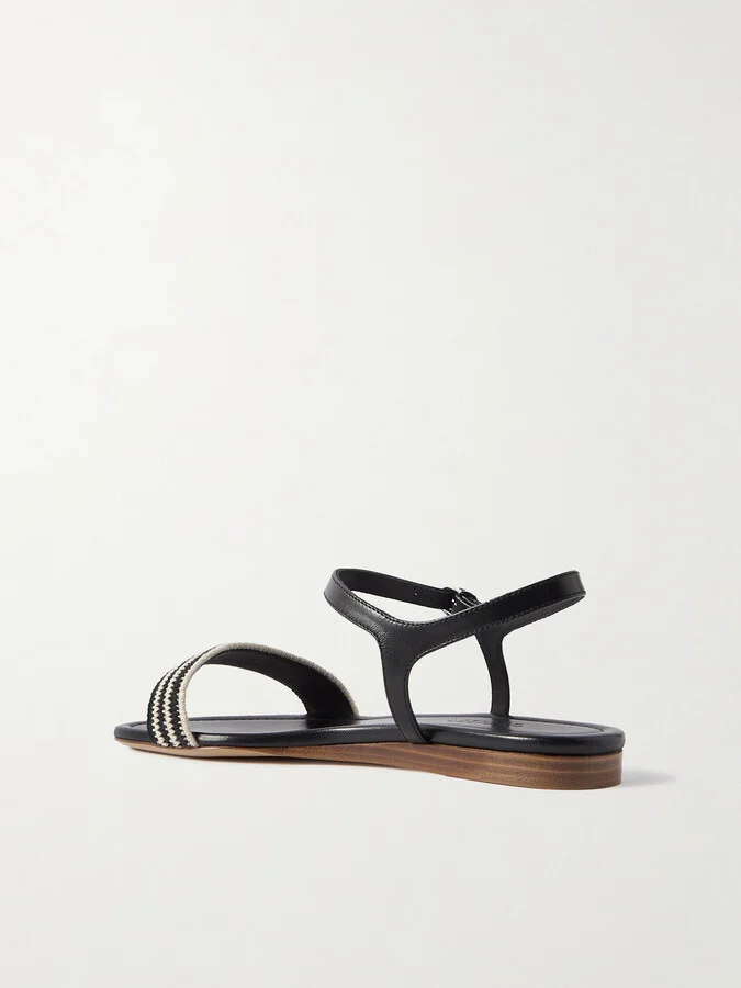 Gabriela Hearst - Alexi Crocheted And Leather Sandals - Black - Image 3