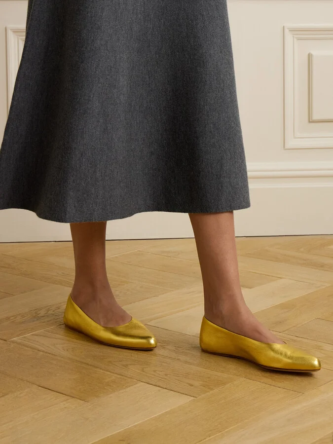 Gabriela Hearst - Andre Metallic Leather Ballet Flats - Gold - Image 2