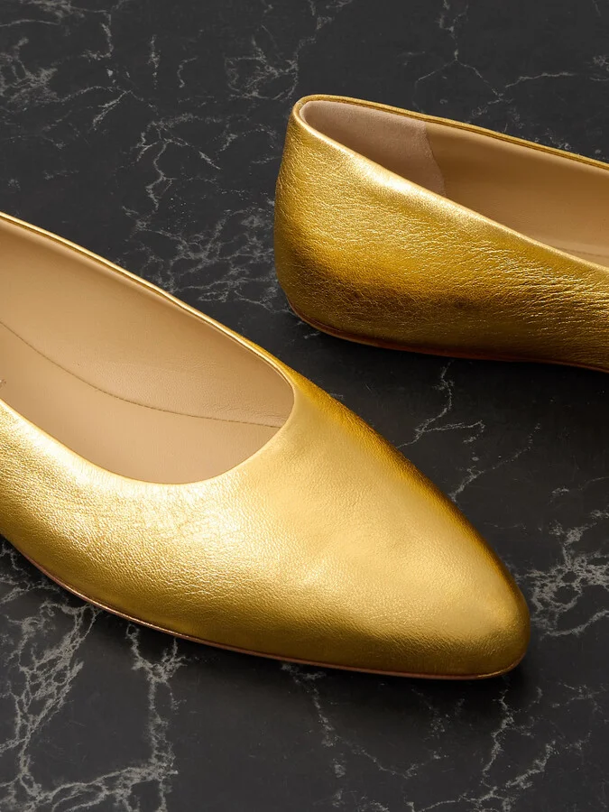 Gabriela Hearst - Andre Metallic Leather Ballet Flats - Gold - Image 4