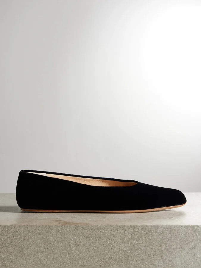 Gabriela Hearst - Andre Velvet Ballet Flats - Black - Image 7