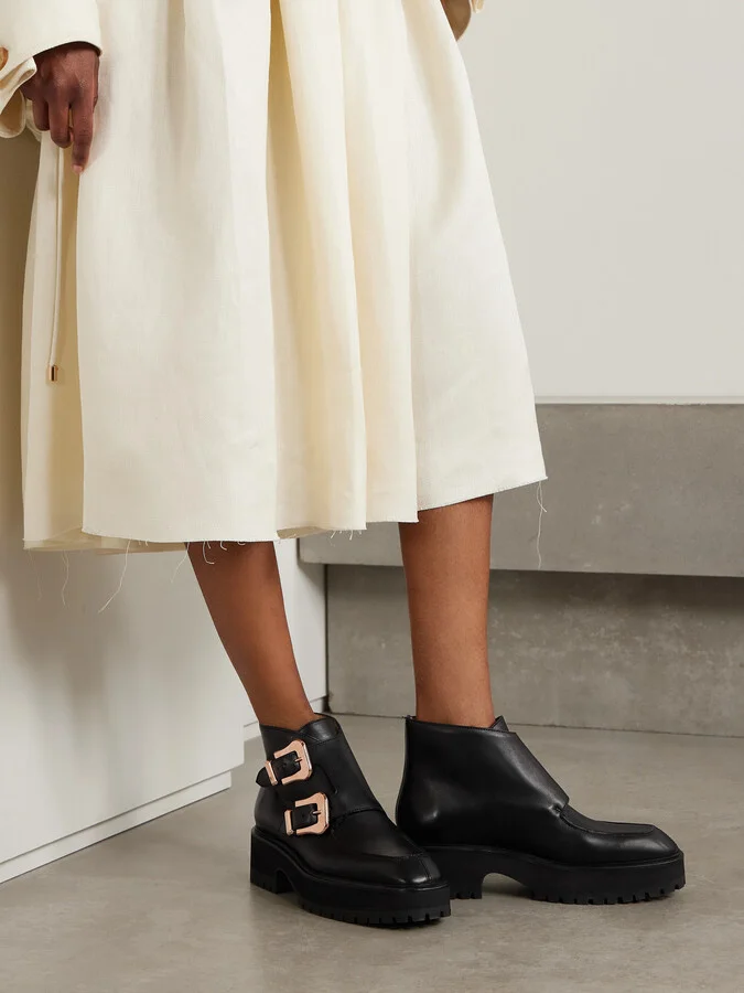 Gabriela Hearst - Apollo Buckled Leather Ankle Boots - Black - Image 2