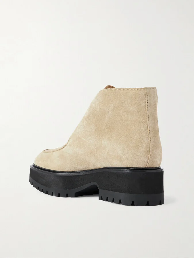 Gabriela Hearst - Apollo Buckled Suede Platform Ankle Boots - Neutrals - Image 3
