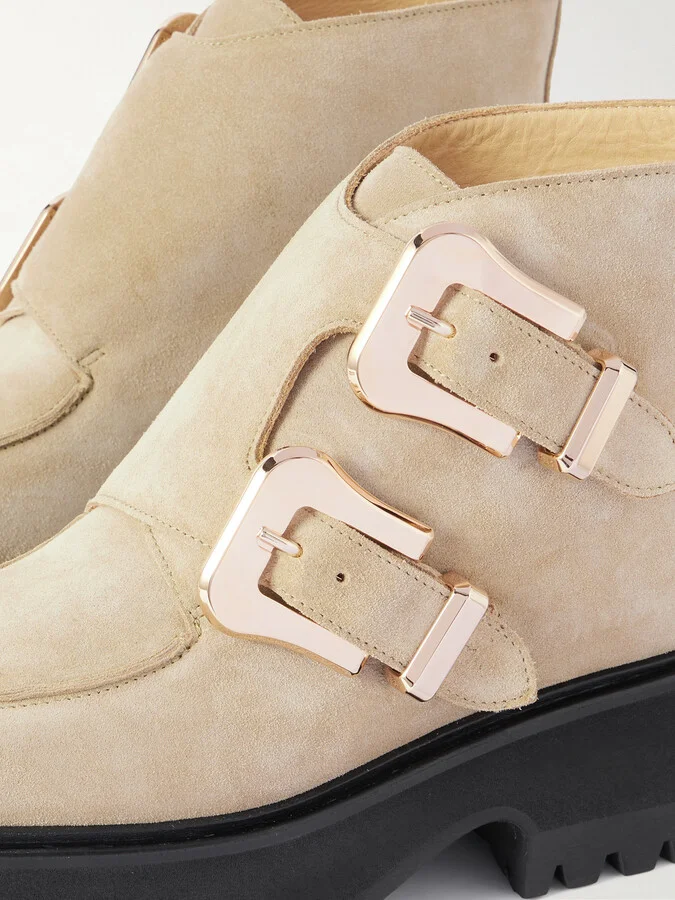 Gabriela Hearst - Apollo Buckled Suede Platform Ankle Boots - Neutrals - Image 4