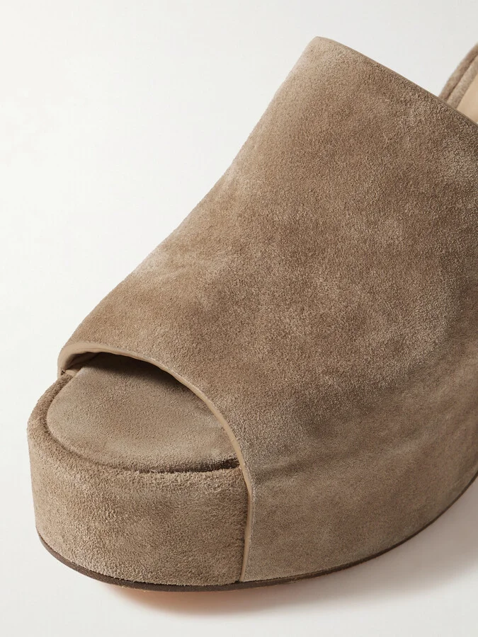 Gabriela Hearst - Ares Suede Platform Mules - Neutrals - Image 4
