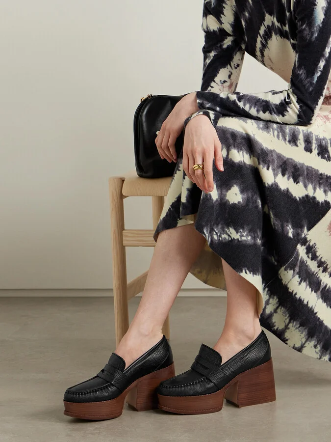 Gabriela Hearst - Augusta Textured-leather Platform Loafers - Black - Image 2