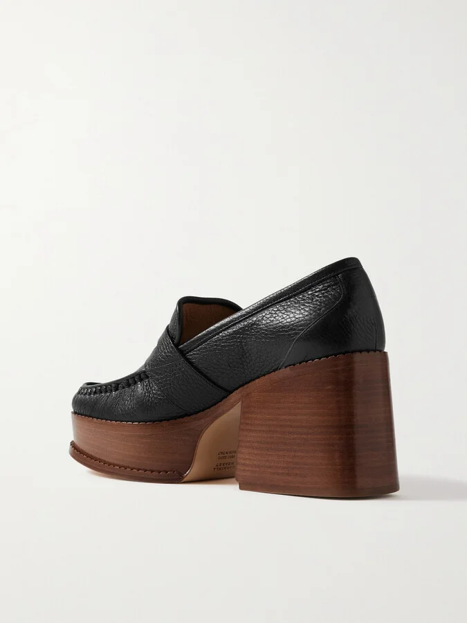 Gabriela Hearst - Augusta Textured-leather Platform Loafers - Black - Image 3