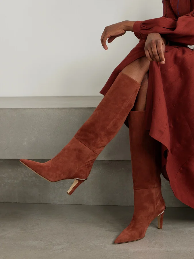 Gabriela Hearst - Aura Suede Knee Boots - Burgundy - Image 2