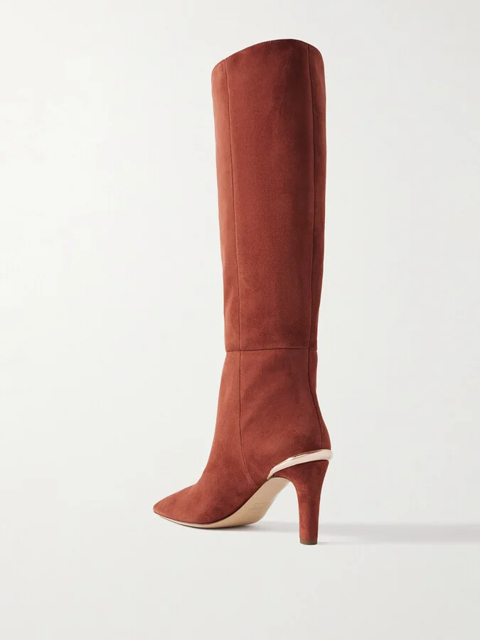 Gabriela Hearst - Aura Suede Knee Boots - Burgundy - Image 3