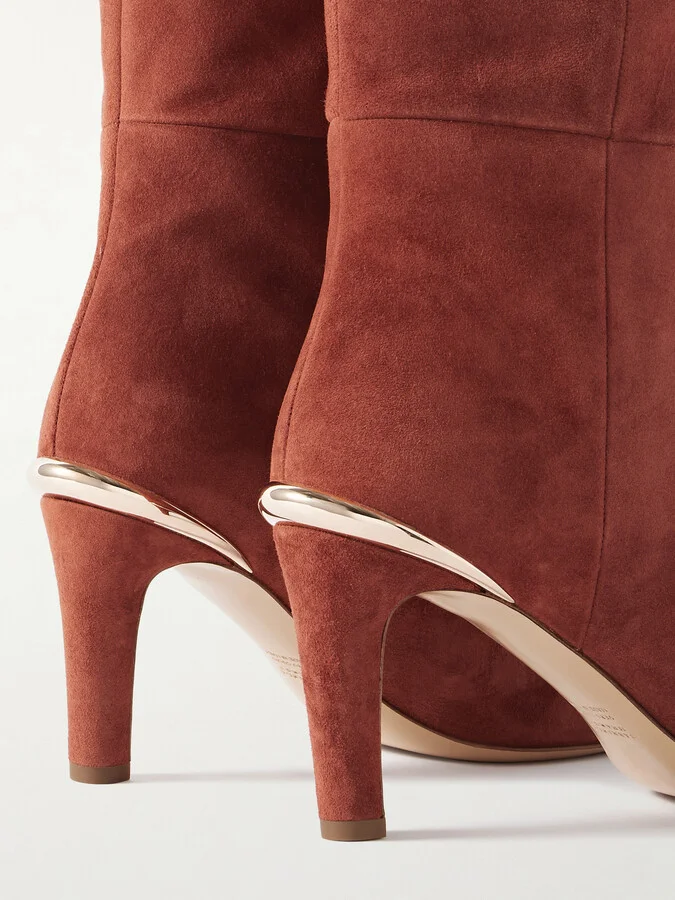 Gabriela Hearst - Aura Suede Knee Boots - Burgundy - Image 4