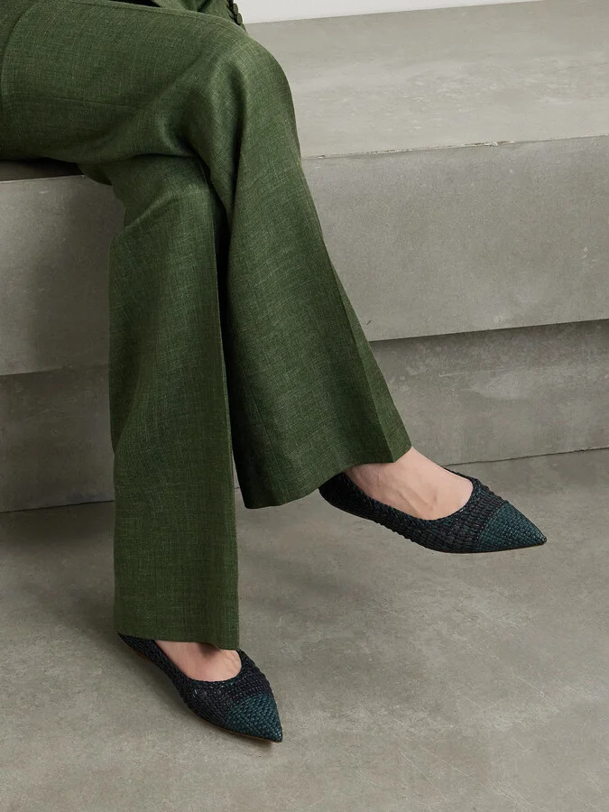 Gabriela Hearst - Aurora Checked Woven Leather Ballet Flats - Blue - Image 2