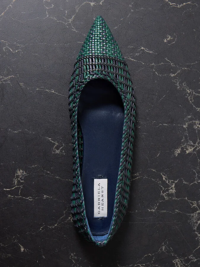 Gabriela Hearst - Aurora Checked Woven Leather Ballet Flats - Blue - Image 5
