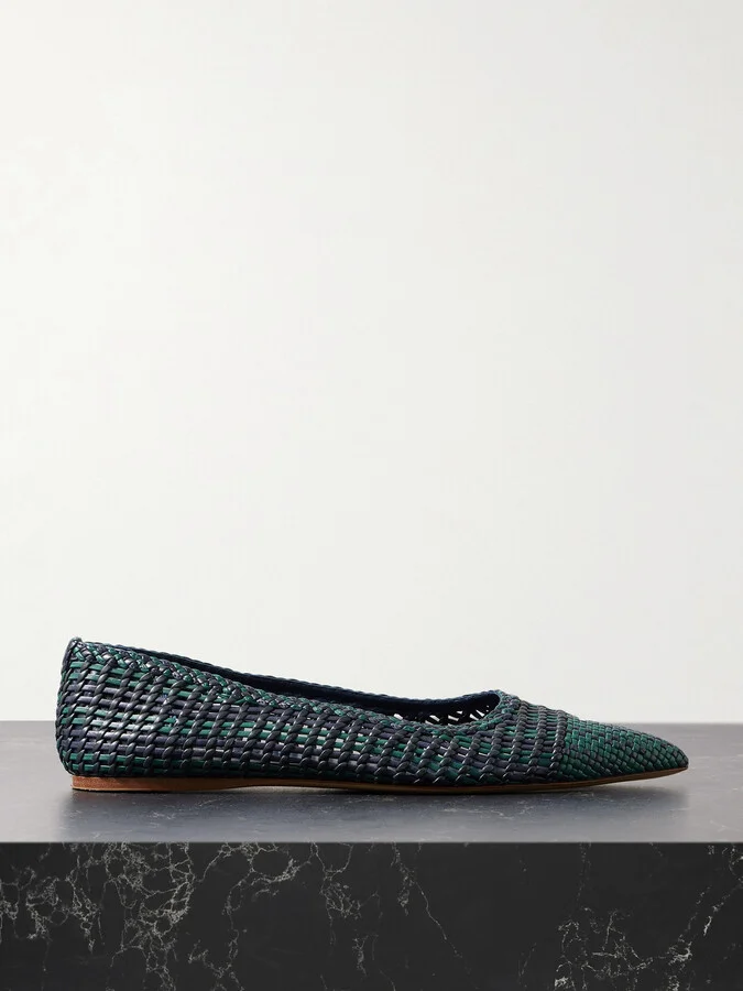 Gabriela Hearst - Aurora Checked Woven Leather Ballet Flats - Blue