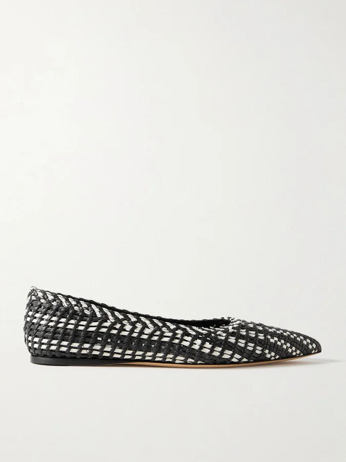 Gabriela Hearst - Aurora Two-tone Woven Leather Ballet Flats - Black