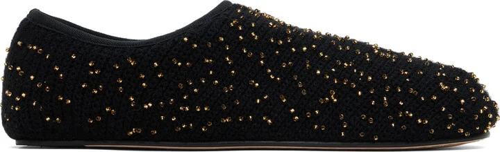 Gabriela Hearst Black Aris Knit Ballerina Flats